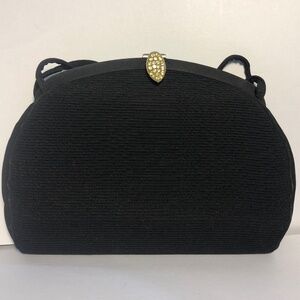Vintage 1950’s Black Pleat Purse With Coin Pouch